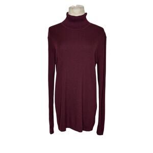 Muji burgundy knit turtle neck long sleeves sweater size Large